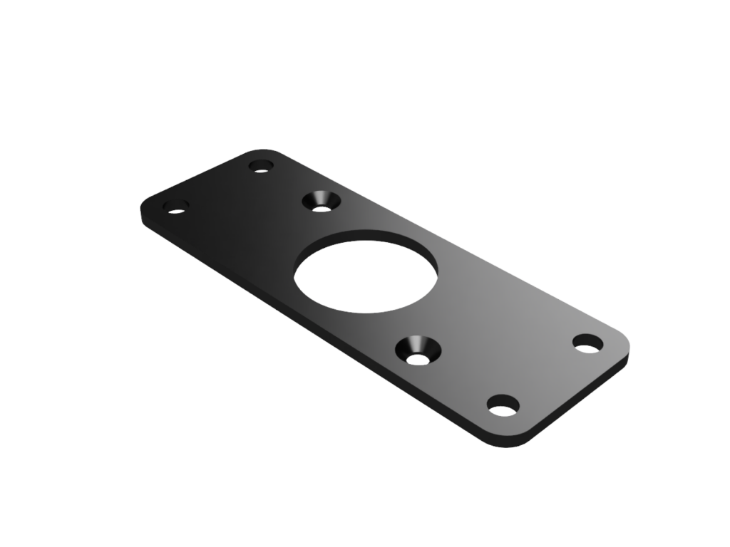Render of the v2 to v3 adapter panel mounting plate
