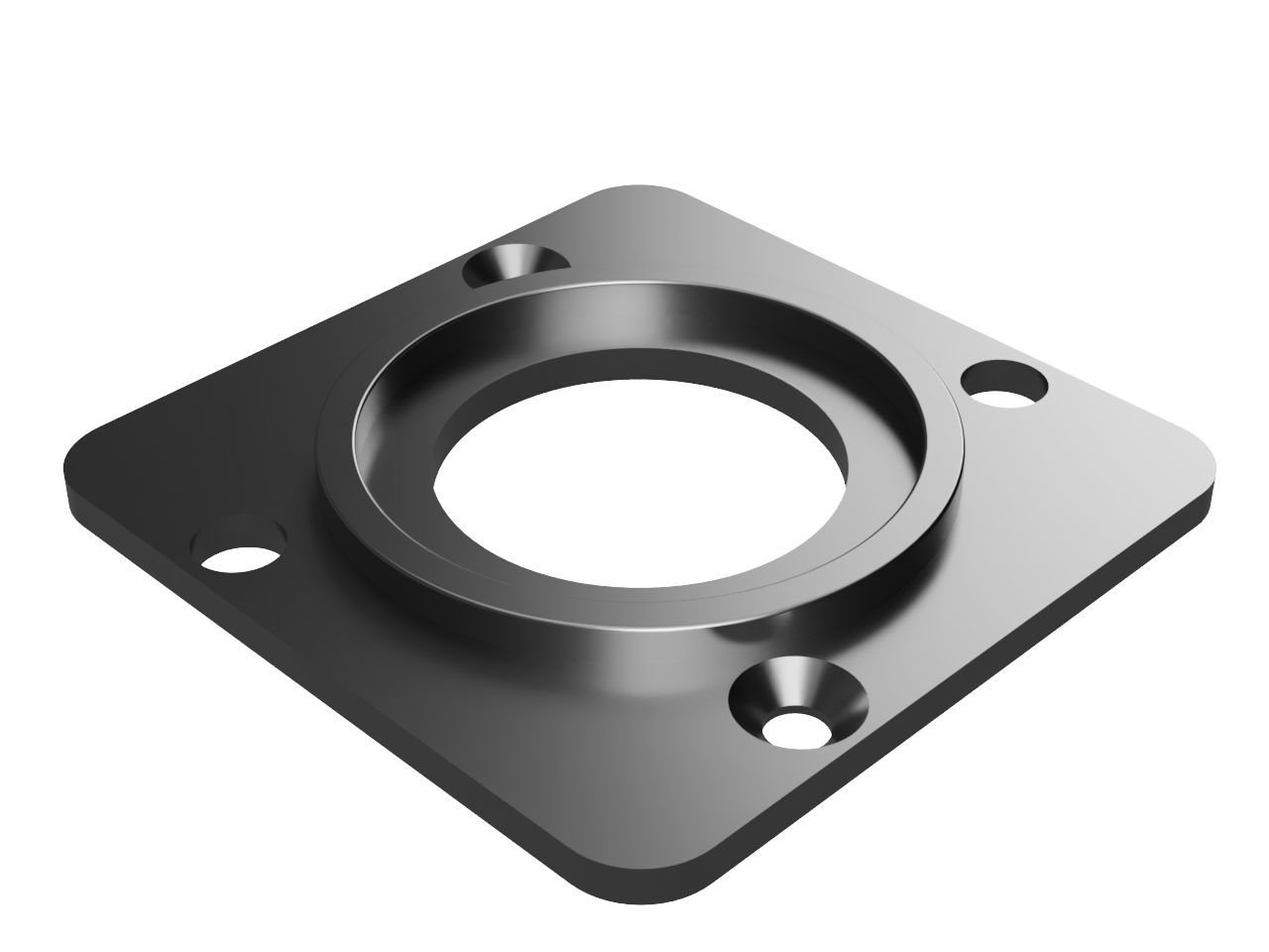 Render of 32mm aircraft panel mount adapter plate