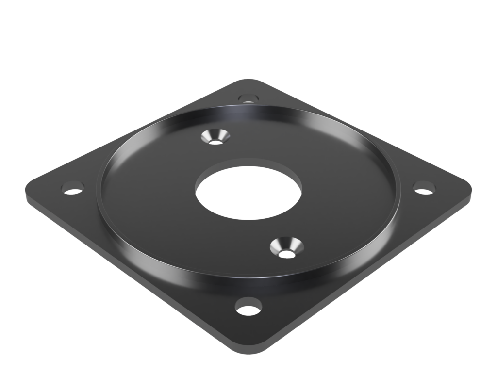 Render of the 57mm aircraft panel mount adapter plate